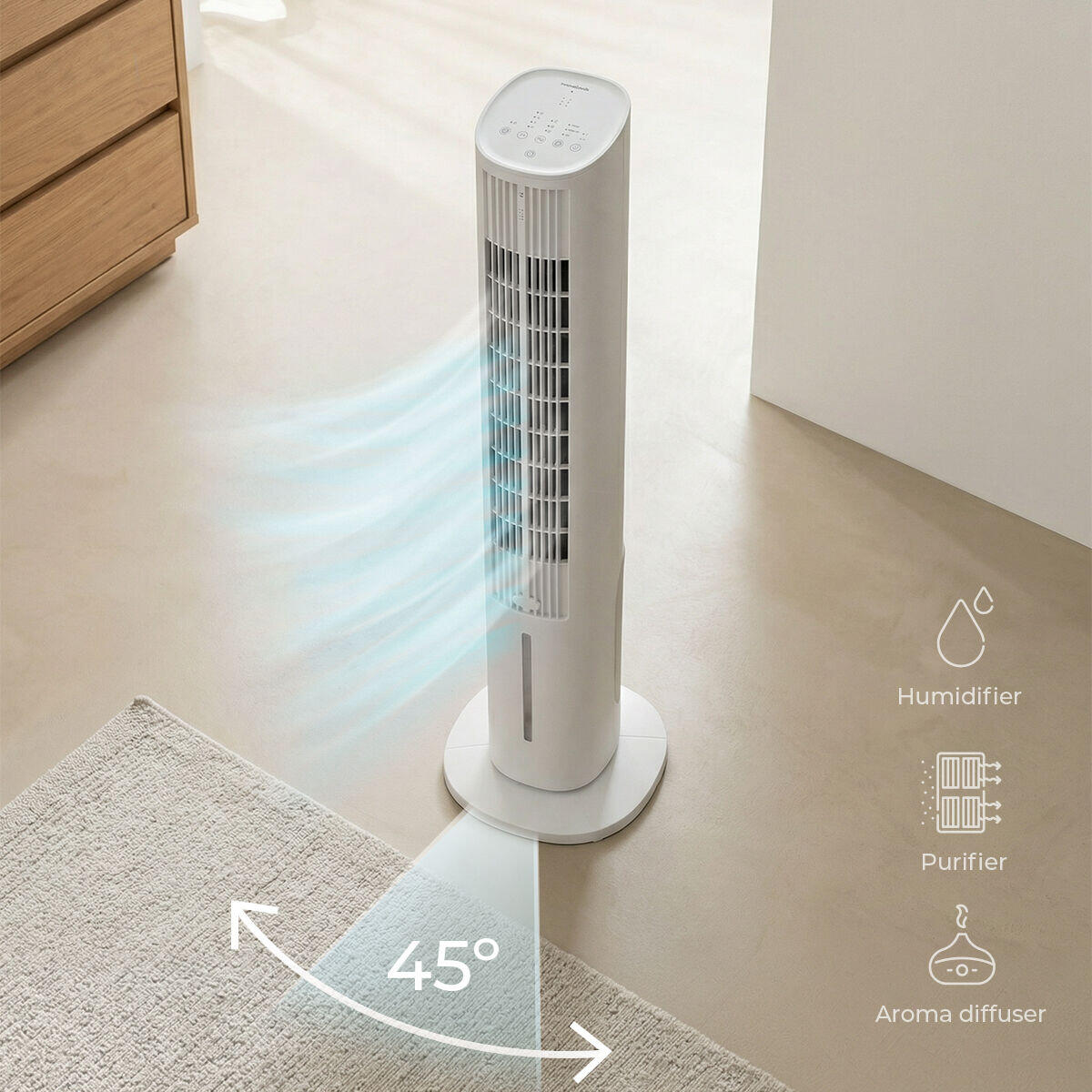 Climatizador Evaporativo Portátil Torre Multifunción con Mando a Distancia